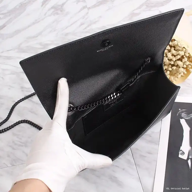 CHEAP Bag Kate Black Laurent Leather In Chain Saint Medium Grained 0412